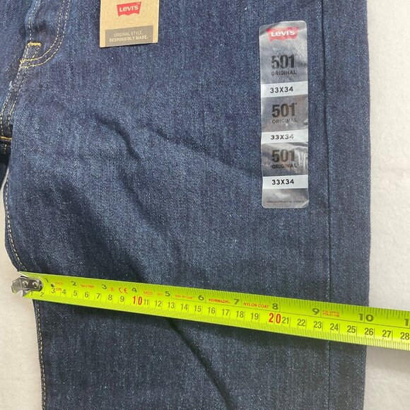 NWT LEVI'S 501 Jeans Men's 33W 34L Button Fly Dark Blue PAKISTAN MADE - Picture 5 of 10